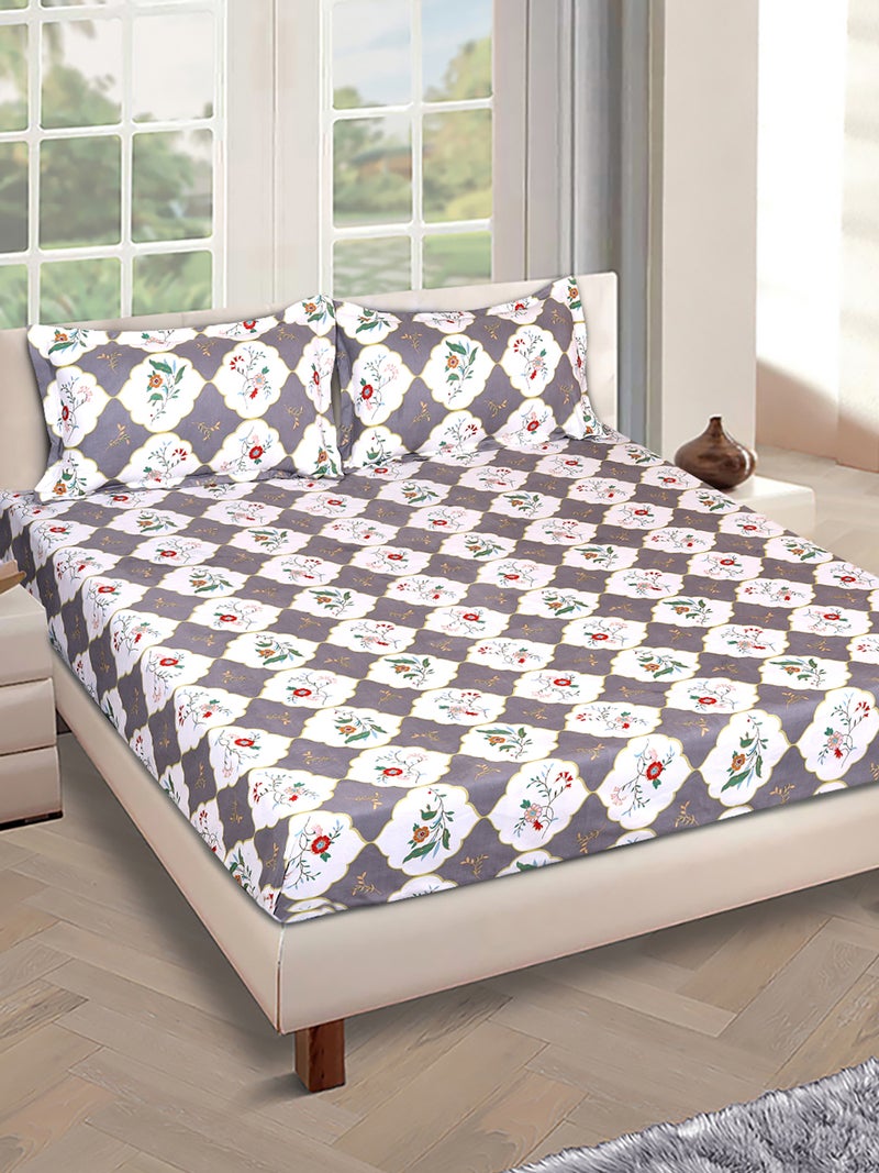 Floral Printed Polycotton Double Bedsheet King Size for Gifting